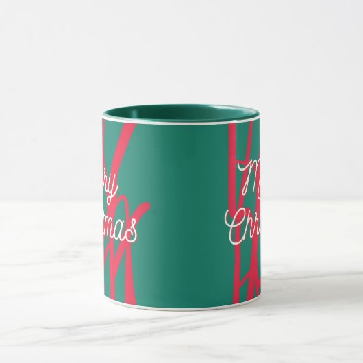Abstract Red Green Personalized Merry Christmas Mok (Midden)