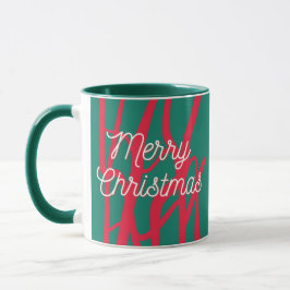 Abstract Red Green Personalized Merry Christmas Mok