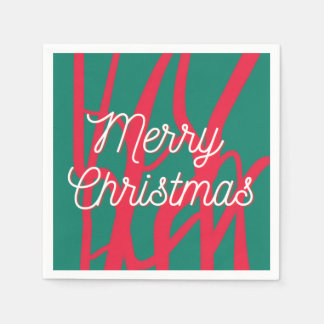 Abstract Red Green Personalized Merry Christmas Servet