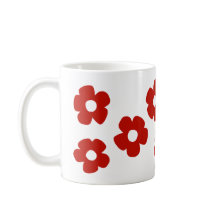 Abstract Red Hand Drawn Flower Pattern Mug