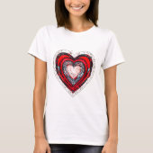 Abstract Red Heart Design T-shirt (Voorkant)