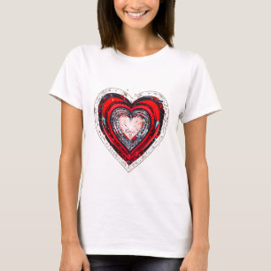 Abstract Red Heart Design T-shirt