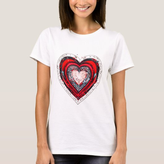 Abstract Red Heart Design T-shirt (Voorkant)