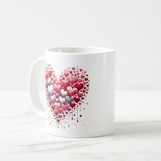 Abstract Red Heart Love Splash Romantic Art Mug Koffiemok (Voorkant links)