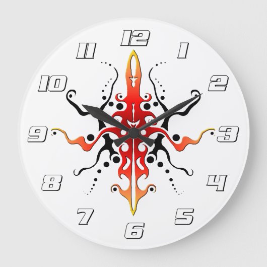 Abstract Red Mask Tribal Tattoo Design Grote Klok (Voorkant)