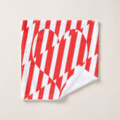 Abstract Red n White Stripes Valentijn Heart Bad Handdoek (Wasdoekje)