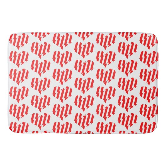 Abstract Red n White Stripes Valentijn Heart Badmat (Voorkant)