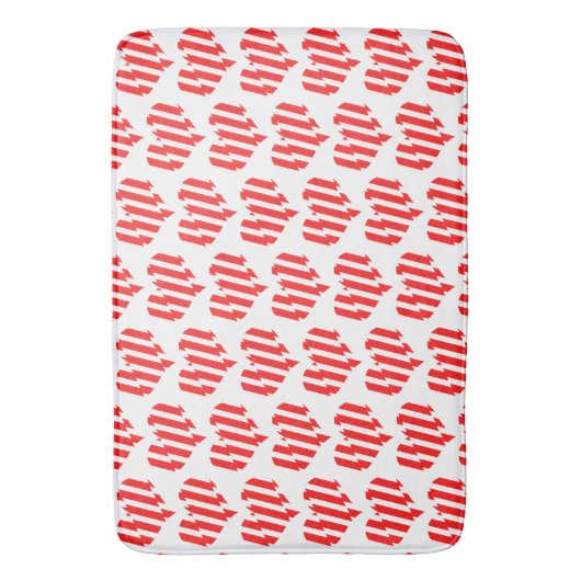 Abstract Red n White Stripes Valentijn Heart Badmat (Voorkant Verticaal)