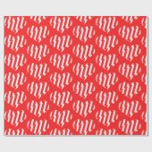 Abstract Red n White Stripes Valentijn Heart Cadeaupapier (Vlak)