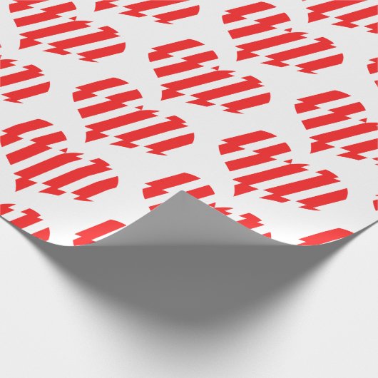 Abstract Red n White Stripes Valentijn Heart Cadeaupapier (Hoek)