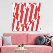 Abstract Red n White Stripes Valentijn Heart Canvas Afdruk (Insitu (Woonkamer))