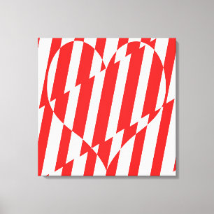 Abstract Red n White Stripes Valentijn Heart Canvas Afdruk
