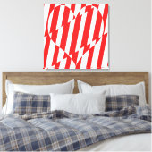 Abstract Red n White Stripes Valentijn Heart Canvas Afdruk (Insitu (Slaapkamer))