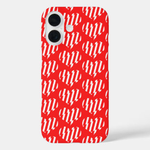 Abstract Red n White Stripes Valentijn Heart iPhone 16 Hoesje