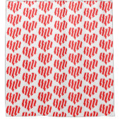 Abstract Red n White Stripes Valentijn Heart Douchegordijn (Voorkant)