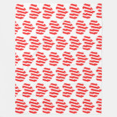 Abstract Red n White Stripes Valentijn Heart Fleece Deken (Voorkant)