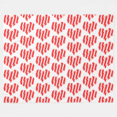 Abstract Red n White Stripes Valentijn Heart Fleece Deken (Voorkant (Horizontaal))
