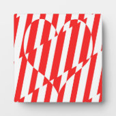 Abstract Red n White Stripes Valentijn Heart Fotoplaat (Voorkant)