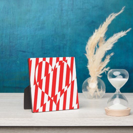 Abstract Red n White Stripes Valentijn Heart Fotoplaat (Insitu)