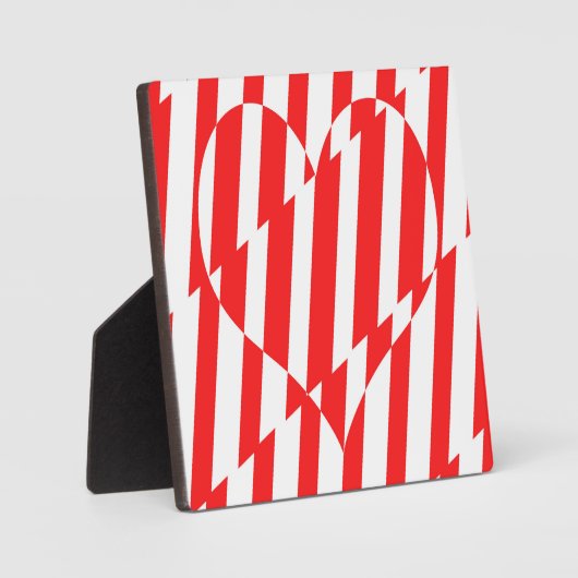 Abstract Red n White Stripes Valentijn Heart Fotoplaat (Voorkant)