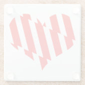 Abstract Red n White Stripes Valentijn Heart Glazen Onderzetter (Achterkant)