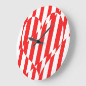 Abstract Red n White Stripes Valentijn Heart Grote Klok (Hoek)