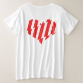 Abstract Red n White Stripes Valentijn Heart Grote Maat T-shirt (Design achterkant)