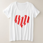 Abstract Red n White Stripes Valentijn Heart Grote Maat T-shirt (Design voorkant)