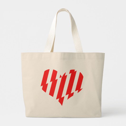 Abstract Red n White Stripes Valentijn Heart Grote Tote Bag (Achterkant)