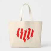 Abstract Red n White Stripes Valentijn Heart Grote Tote Bag (Voorkant)