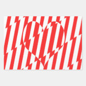 Abstract Red n White Stripes Valentijn Heart Inpakpapier Vel (Voorkant 3)