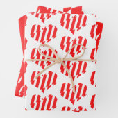Abstract Red n White Stripes Valentijn Heart Inpakpapier Vel (In situ)