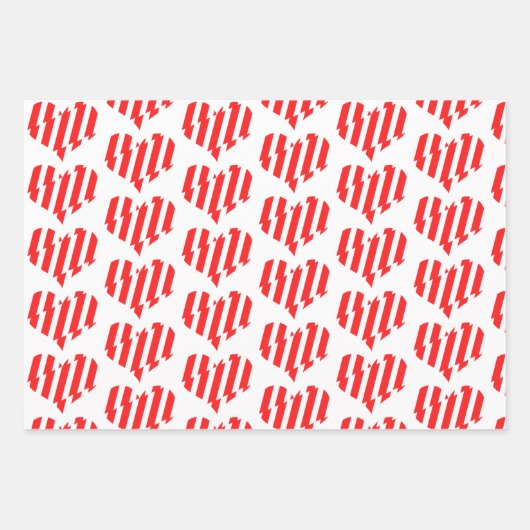 Abstract Red n White Stripes Valentijn Heart Inpakpapier Vel (Voorkant)
