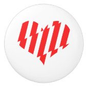 Abstract Red n White Stripes Valentijn Heart Keramische Knop (Voorkant)
