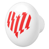 Abstract Red n White Stripes Valentijn Heart Keramische Knop (Rechts)