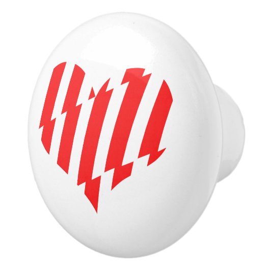 Abstract Red n White Stripes Valentijn Heart Keramische Knop (Rechts)