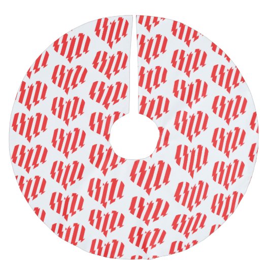 Abstract Red n White Stripes Valentijn Heart Kerstboom Rok (Voorkant)