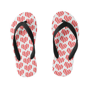 Abstract Red n White Stripes Valentijn Heart Kinder Teenslippers