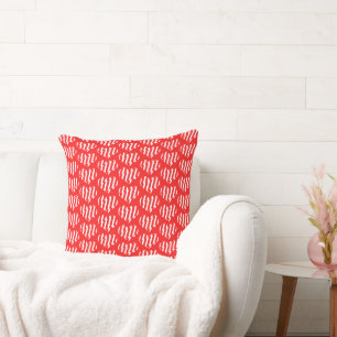 Abstract Red n White Stripes Valentijn Heart Kussen