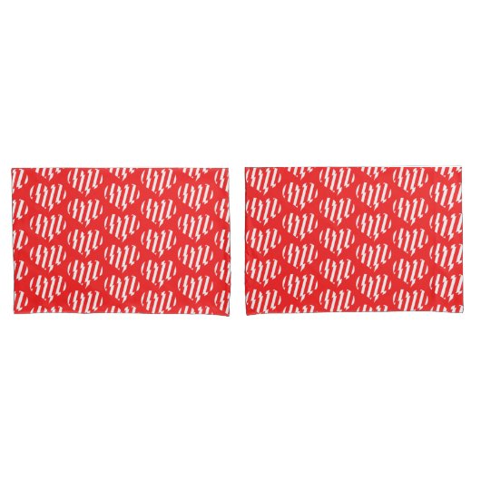 Abstract Red n White Stripes Valentijn Heart Kussensloop (Voorkant-Set)