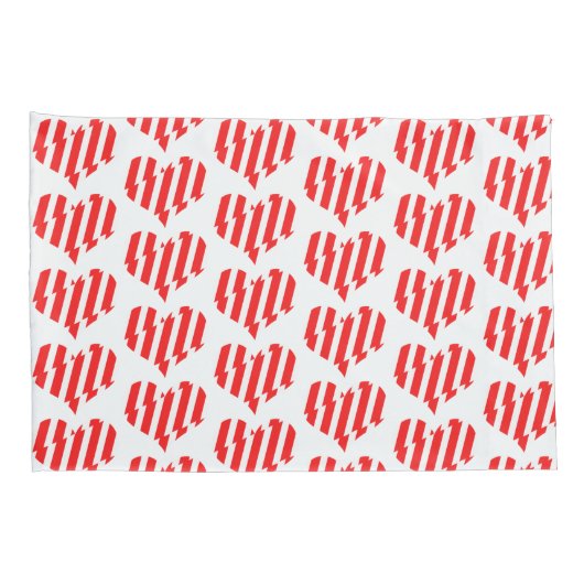 Abstract Red n White Stripes Valentijn Heart Kussensloop (Achterkant-Rechts)