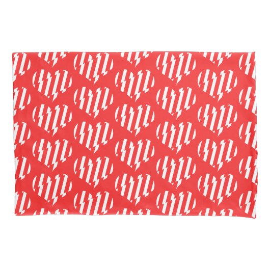 Abstract Red n White Stripes Valentijn Heart Kussensloop (Voorkant-Links)