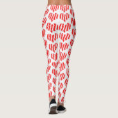 Abstract Red n White Stripes Valentijn Heart Leggings (Achterkant)