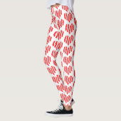 Abstract Red n White Stripes Valentijn Heart Leggings (Links)