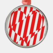 Abstract Red n White Stripes Valentijn Heart Metalen Ornament (Voorkant)