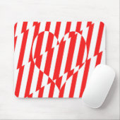 Abstract Red n White Stripes Valentijn Heart Muismat (Met muis)