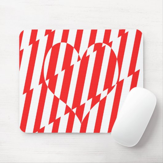 Abstract Red n White Stripes Valentijn Heart Muismat (Met muis)