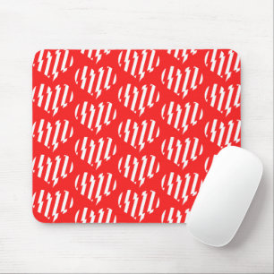 Abstract Red n White Stripes Valentijn Heart Muismat