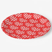 Abstract Red n White Stripes Valentijn Heart Papieren Bordje (Gekanteld)