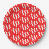 Abstract Red n White Stripes Valentijn Heart Papieren Bordje (Voorkant)